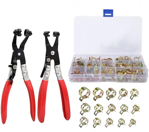 Fascette Stringitubo a Molla, Morsetti per Tubi Flessibili, Clip per Tubo Flessibile per Carburante, 115 Pezzi Carburante Morsetto a Molla con Pinza per Fascette Auto, Pinza Per Fascette Stringitubo
