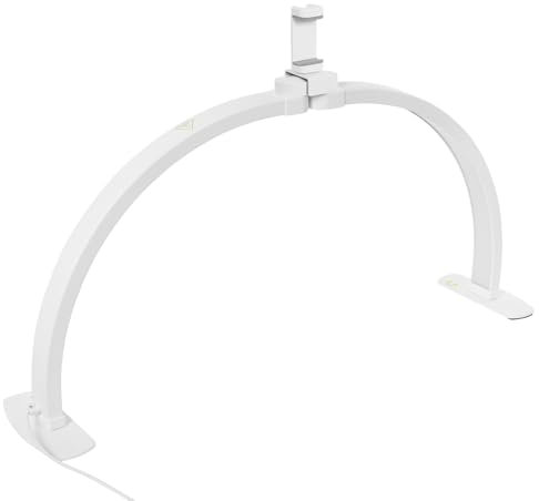 TouTToNG Halbmond Lampe 3000-6000K LED Tisch Licht, 10 stufig Einstellbares Licht mit Telefonständer für Make-up Wimpern Nagel, 3 Helligkeitsmodi (Weiß)