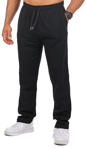 Carisma Herren Musselin Baumwoll Strand Hose trendig locker angenehm luftig leicht Regular fit 2162, Grösse:S, Farbe:Schwarz