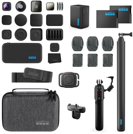GoPro HERO13 Black Ultimatives Zubehörpaket: HB-Objektive, 2,7 m Verlängerungsstange, wasserd. Fernbed., Contacto, Doppel-Lader, 2 Enduro-Akkus, Volta, Halterungen & Casey-Hülle.