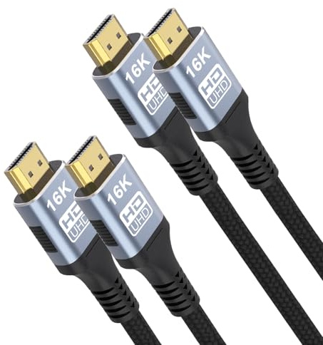CAKOBLE 2.2 hdmi cable 2m | [2-Pack 2m] 96Gbps Ultra High Speed HDMI Cable, 16K 12K/10K 8K 4K@240Hz@480Hz| eARC, HDR10+, HDCP 2.2, Dolby | for hdmi 2.1 cable,Soundbar, PS5, Xbox, HDTV, Monitor
