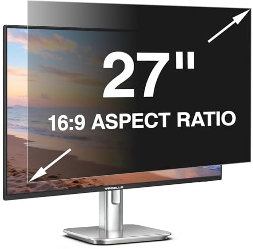 Pozlle Blickschutzfolie für 27 Zoll 16:9 (59.8 x 33.7 cm) Monitor | Blaulichtfilter, Blendschutz, Abnehmbar Sichtschutzfolie für PC Computermonitore, Blickschutzfilter für Büro