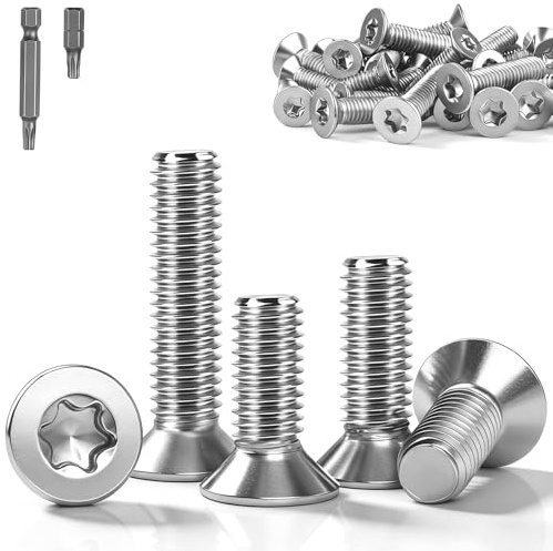 mawmuaw Viti a testa svasata Torx M6x20 mm, 25 pezzi Viti a testa svasata in acciaio inox A2 V2A, M6, Viti a testa svasata, filettatura metrica completa, incl. 2 bit (25/50mm) per mobili, ingegneria