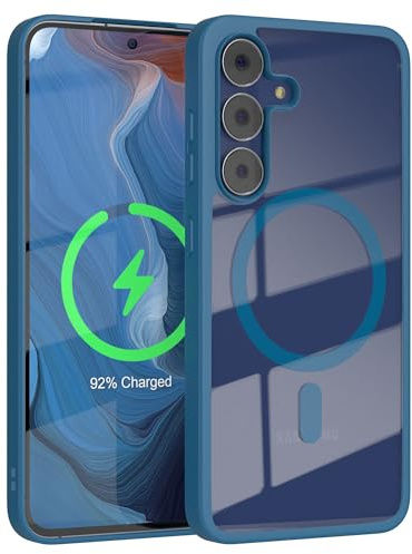EAZY CASE Hülle für Galaxy S25 FE kompatibel mit Qi Charging Ultra Aufprallschutz Stoßfest und Kratzfest dünne Schutzhülle mit Kameraschutz Silikon Cover Clear Hybrid Case Blau - Qi Charging