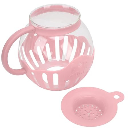 Generic Glass Microwave Popcorn Popper Borosilicate Home Popcorn Maker for Movie Night Party (Pink)