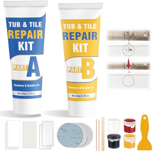 Eveellyn Kit Reparacion Plato Ducha Resina, Impermeable Kit Reparacion Baldosas para Arañazos, Agujeros, Grietas, Pasta Reparadora de Ceramica para Bañera, Lavabo, Azulejos, Plato de Ducha, Inodoro