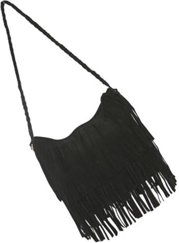 OUNONA Fransväska för Kvinnor Crossbody Axelväska Retro Tasseldesign Mode Elegant Handväska Rymlig för Telefon Nycklar Smink
