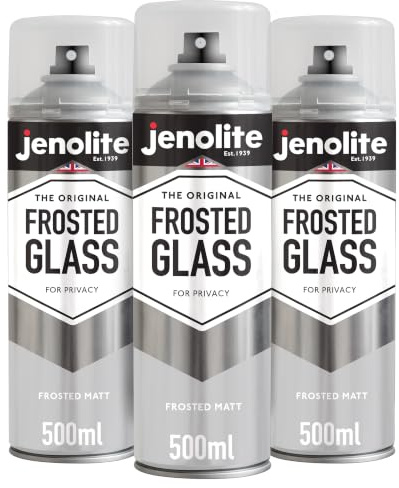 JENOLITE Frosted Glass Spray Paint | OPAQUE MATT FINISH | 3x500ml | Frosted Window Treatment For Added Privacy | Semi-Transparent Spray For Windows & Doors | Glass Frosting