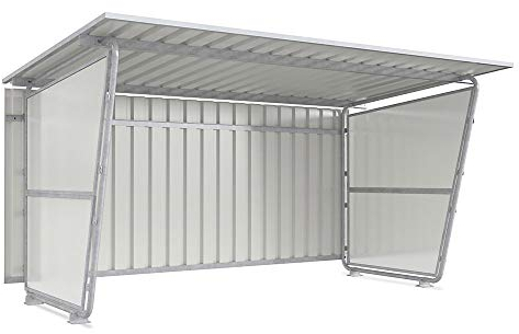 Rückwand zu Flachdachüberdachung, für einseitige Ausführung, Profilblech, für Grundeinheit.