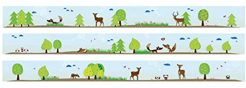Wandkings Bordüre - Wähle ein Motiv - Waldtiere - 3x selbstklebende Wandbordüren je 150 cm - Gesamtlänge: 450 cm - Höhe: 12,5 cm