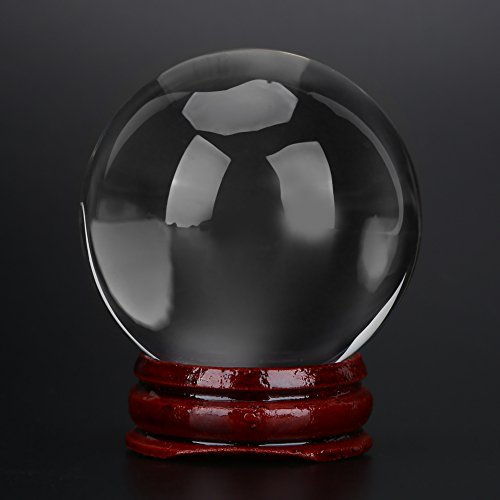 Wahrsager Kugel 50mm Künstliche Quarz Kristallkugel, Crystal Transparent Kugel Suncatcher + Holz Stand Home/Hotel Dekoration