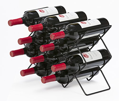 Mango Steam 10 Flaschen schwarzes Weinregal Arbeitsplatte - Aufbewahrungsorganisator für Küche, Speisekammer und Kühlschrank