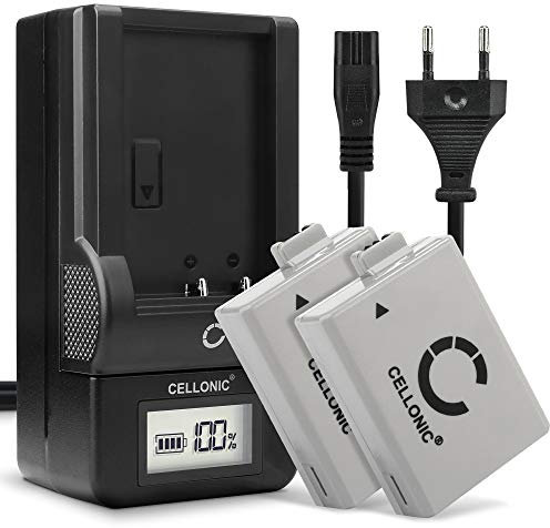 CELLONIC, Akku für Kamera kompatibel mit Canon EOS 1000D, 500D, 450D, LP-E5, LC-E5 (7.4V, 1020mAh) 2 Stück + Ladegerät