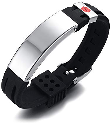 PJ JEWELLERY Silikon Komfort Sport Armband Personalisierte Gravur Notfall Medical Alert ID Armband für Männer Frauen Kid Boy