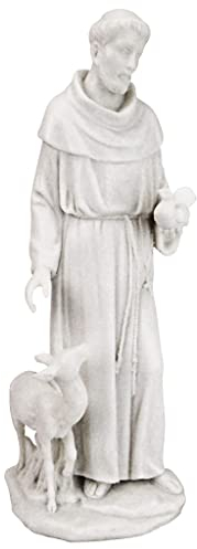 Design Toscano Heiliger Francis von Assisi, Schutzpatron der Tiere, Marmorharz Statue, Weiß, 11.5 Inches