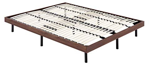Holzbett Metallrahmen mit Holzumrandung Größen (Nussbaum, 140x200)