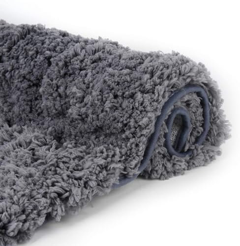 Sheepping Badezimmerteppich rutschfeste, 80 x 50 cm Badematte, Badvorleger, Saugfähige Duschvorleger, Waschbar Badteppich für Badezimmer Badewanne, Grau