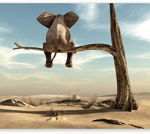 murando Fototapete selbstklebend Elefant auf dem Baum 245x175cm Foto Tapete Tapetenfolie Möbelfolie Wandverkleidung Wandtapete Motivtapeten Bildtapete Schlafzimmer 3d Effekt Wüste Abstrakt für Kinder