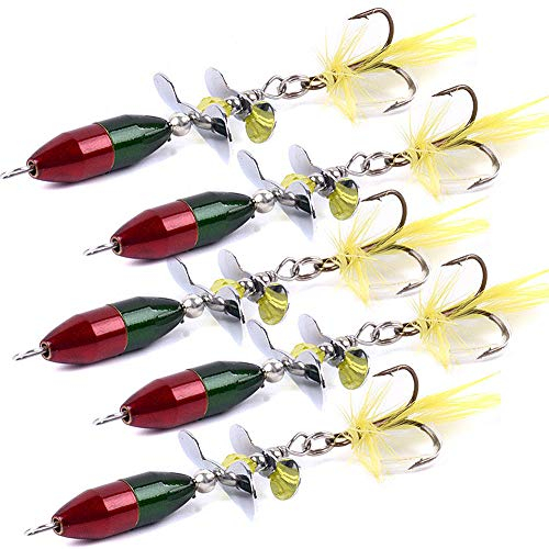 LPATTERN 5PCS Cuillers de Pêche à la Truite Perche Brochet Leurres Kit de Leurre de Pêche en métal Cuillère Tournante Métallique à Truite Brochet Pêche Carnassiers