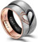 ANAZOZ Edelstahlringe Eheringe, Schwarze Ringe Herren Größe 60 (19.1) Halbes Herz mit Gravur I Love You