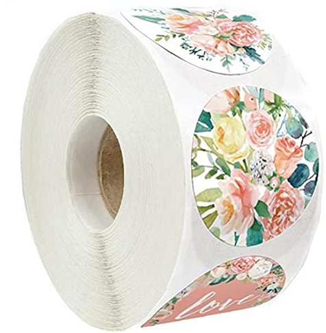 500pcs Fleur Autocollants Petite Entreprise 8 Conception Différente Rose D' De Fleur Adhésifs Ronds Étiquette Adhésif Décoratif D'étanchéité Autocollants Cadeaux, Mariage, Fête