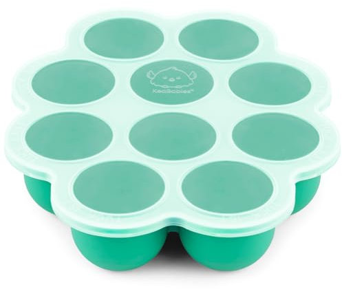 Silicone Baby Food Freezer Tray with Clip-on Lid - Breast Milk Trays for Freezer - Baby Food Containers - Baby Food Trays for Freezing, Dishwasher, Microwave, BPA-Free Baby Food Storage (Alpine Green)