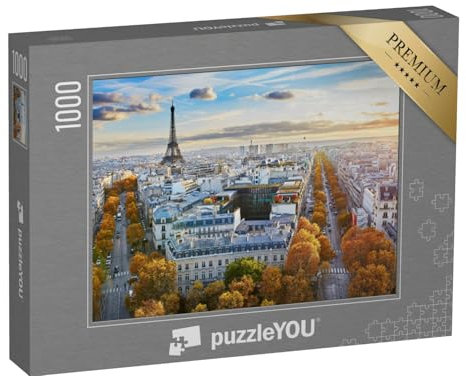 puzzleYOU: Puzzle 1000 Teile „Luft-Panorama von Paris im Herbst mit Eiffelturm“ – aus der Puzzle-Kollektion Frankreich