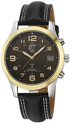 ETT Eco Tech Time Funk Solar Herren Uhr Analog mit digitalem Datum mit Leder Armband EGS-11487-22L