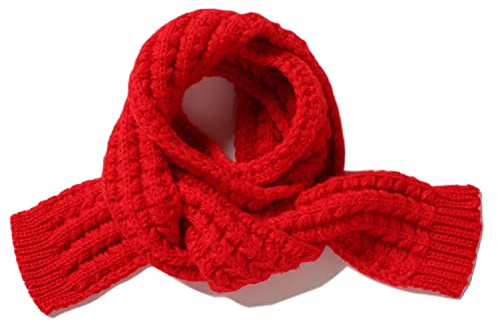 BEARUN Kids Knitted Scarf Winter Fashion Solid Color Toddler Baby Warm Scarves Wrap Neck Warmer for Girls Boys Red