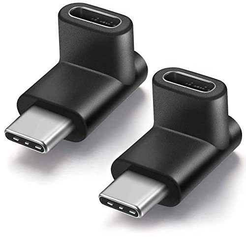 Greluma 2 Pièces Adaptateur USB-C Type C mâle à Femelle à 90 degrés, coudé vers Le Haut et vers Le Bas, Extension USB-C USB 3.1 Type-C pour Tablette, téléphone Portable, Ordinateur Portable