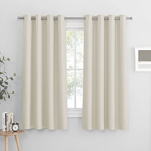 PONY DANCE Verdunklungsvorhänge Ösen Gardienen 2-Set Kurze Gardinen Blickdicht Thermovorhang Schlafzimmer Gardinen und Vorhänge Verdunkelung, H 158 x B 132 cm