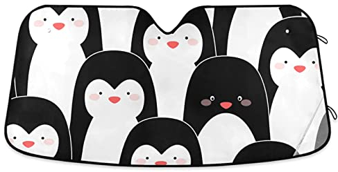 Frontscheibenabdeckung Pinguine Windschutzscheibenabdeckung Faltbar Sonnenschutz Autoscheibenabdeckung Abdeckung Für Wagen Lastwagen Lieferwagen 70X130 cm