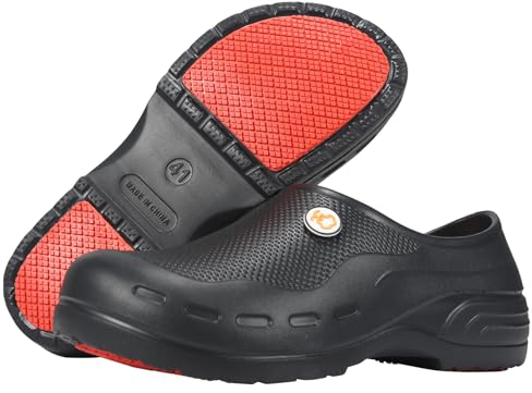 Zapatos de chef impermeables, resistentes al aceite, antideslizantes, para hombre, jardín, cocina, enfermería, restaurante, trabajo, cómodos zuecos para servicio de alimentos para mujer, Black4, 44/46