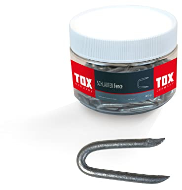 TOX Lazos de alambre para vallas, grapas de acero para la fijación de alambre, en forma de U, galvanizadas en caliente, 1,6 x 16 mm, 1 lata, 400 g (830 uds.), 063260100
