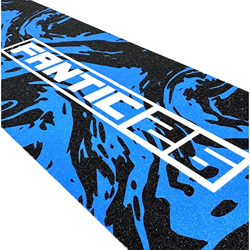 Fantic26 Stunt-Scooter Griptape Ersatz I Park I Kinder I Trick I Tret I Roller I Anti Rutsch Sandpapier 58,5cm I Passend für Decks bis 58,5cm x 15,5cm (Swirl Schwarz/Blau)