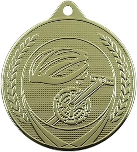 Trophy Monster Fahrrad-Medaillen, goldgeprägt, mit gratis Bändern zum Aufstecken, 50 mm, Eisen, Großpackung