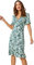 Roman Originals Tea Dress for Women UK Ladies Frill Hem Skater Wrap Jersey Stretchy Fit & Flare Flattering Knee Length Cocktail Party Occasion Holiday Going Out - Green - Size 10