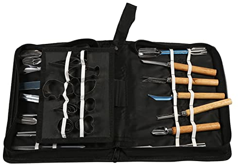 OKJHFD 46-teiliges Küchen-Schnitzwerkzeug-Set, professionelles tragbares Gemüse-Obst-Lebensmittel-Meißel-Peeling-Kulinarik-Schnitzwerkzeug-Set mit Handbox