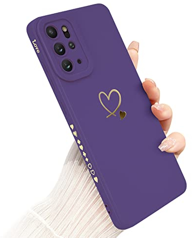 Newseego Handyhülle für Samsung Galaxy S20 Plus 5G Hülle für Frauen Mädchen, Gold Herz Muster Weich Flüssigsilikon S20 + Hülle Niedlich Herz Rand Kamera Schutzhülle für Samsung Galaxy S20 Plus-Lila