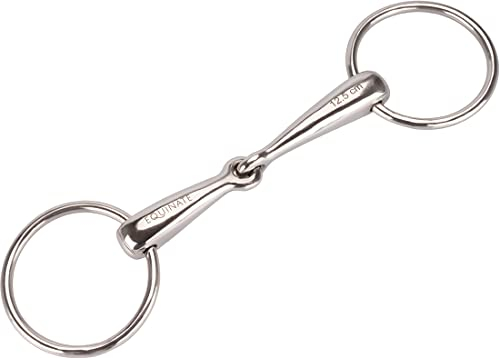 Equinate Wassertrense Edelstahl 18mm einfach gebrochen 12,5cm - Anatomisch geformtes maulfreundliches Gebiss mit sanfter Einwirkung - Lasergravierte Größenangabe