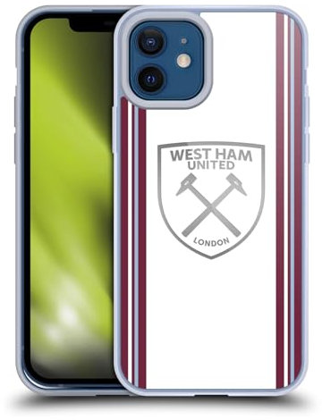 Head Case Designs Funda de gel suave con licencia oficial del West Ham United FC Away 2023/24 Crest Kit compatible con Apple iPhone 12 / iPhone 12 Pro