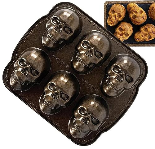 Duqulle Skull Mold Baking Pan,Aluminum Baking Pan,Halloween Skull Baking Mold, Halloween Skull Chocolate Mould Baking Cake Mould, Skull Sugar Mould, Skeleton Cake Mold