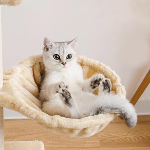 Obelunrp Cat Hammock Bed, 17inch Spoon-shape Soft Plush Cat Tree Hammock, Plush Covered Cat Bed, Scratch-proof Cat Tree Replacement Parts for Cats