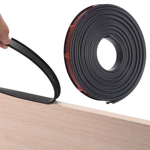 QUARKZMAN U-Form Randstreifen 16.4ft Selbstklebend Furnierkante Trimmen TPE Flexibel Möbel Kante Beschützer für Arbeitsplatte Tisch Schränke Restaurierung (15mm Breite) Schwarz