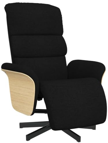 vidaXL Relaxsessel mit Fußteil Schwarz Stoff
