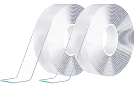 KSUKTSW 2 Rollen Doppelseitiges Klebeband Extra Stark, 6M Nano Double Sided Tape, Multifunktionales Transparent Nano Klebeband, Abnehmbar Spurlos Klebeband, für Teppich, Küche, Party, Foto-Poster