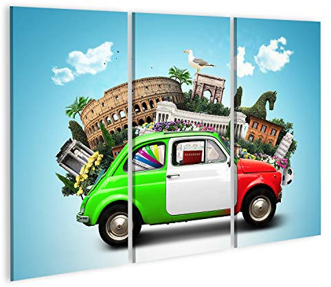 islandburner Prime Bild auf Leinwand Italien Attraktionen Retro Italienisches Auto Bilder Wandbilder Poster