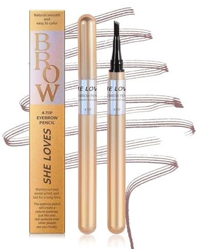 Ninnyi 3d Waterproof Eyebrow Pen, Magic 4 Fork Tip Pencil Light Brown