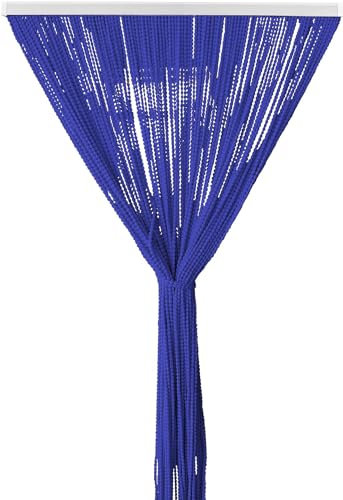 IlGruppone Tenda Antimosche per Porta Finestra a Pannello con Telaio in PVC, in più Colori, Moschiera con Corde a Pallini per Esterno Interno Fili a Caduta - Blu Navy - 140 x 230