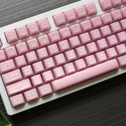 DucKey Durchscheinende Jade Tastenkappen, 142 Tasten/ABS/SA Profil/Doubleshot Keycap für MX Switch Mechanische Tastatur (Color : Pink)